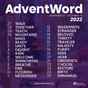 List of the 2022 AdventWord prompts